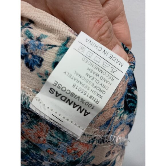 Anandas Collection BOHO Top Womens Large Floral Flare Sleeve Tassel Trim Cottage - Picture 6 of 9